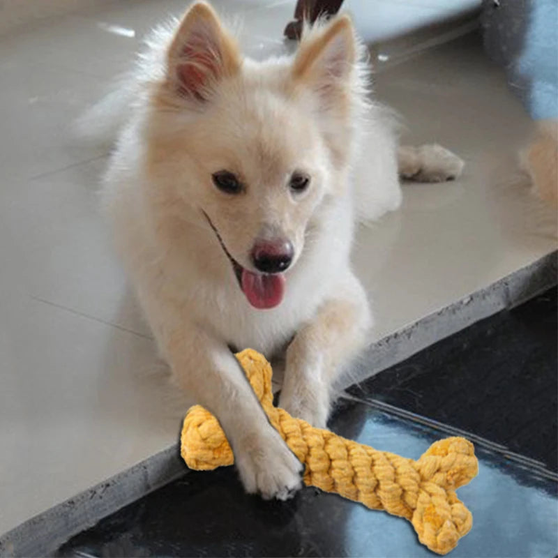 Cotton Bone-Shaped Dog Chew Toy