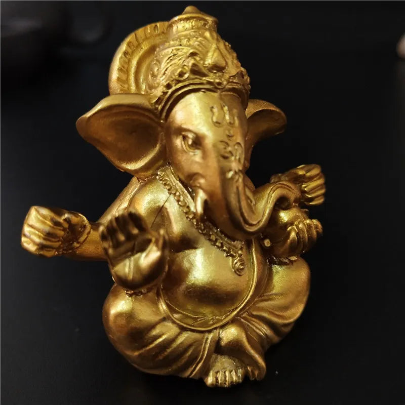 Gold Lord Ganesha Buddha Statue Elephant God Sculptures Ganesh Figurines